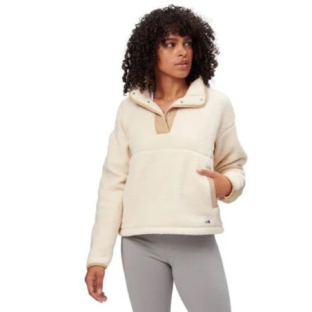 The North Face Women's Cragmont 1/4 Snap Fleece In Cream/Olive Sz L